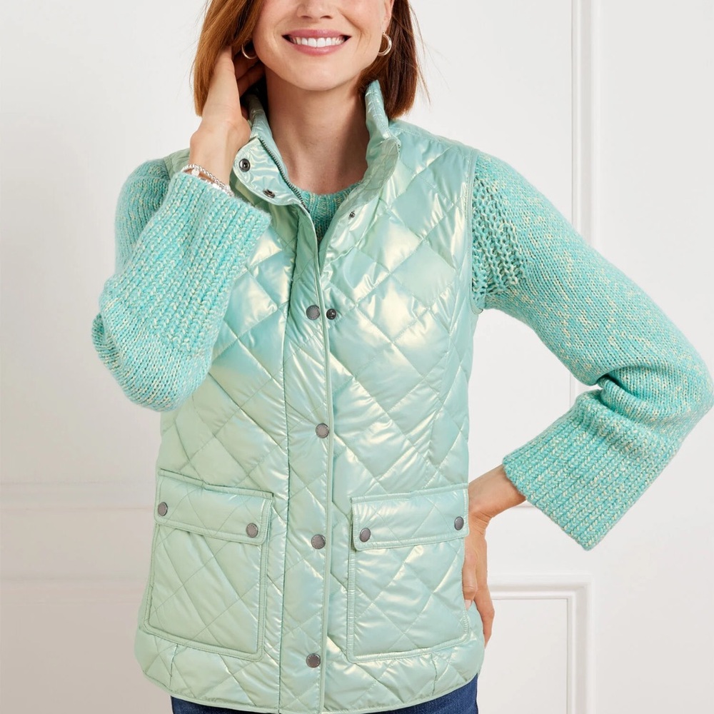 Talbots QUILTED DOWN PUFFER VEST - PEARLIZED Women’s 1X Petite NWT